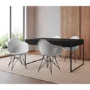 Ver imagem 1 de Mesa Jantar Industrial Preta 137X90Cm Com 4 Poltronas Brancas Base Ferro Pre Cor: Preto