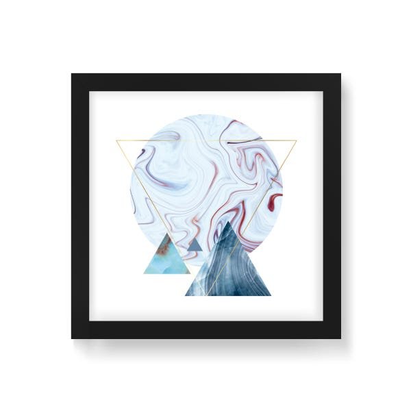 Quadro Decorativo Geométrico Círculo Mesclado Claro - 50x50cm (Moldura em laca preta) - Arte Maníaco - 1