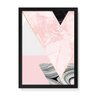 Quadro Decorativo Geométrico Triângulos Mármore Rosa - 23x16,25cm (Moldura em laca preta) - Arte Man - 1