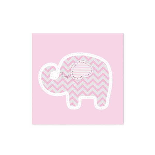 Quadro Decorativo Elefantinho Rosa - 30x30cm - Arte Maníacos - 1