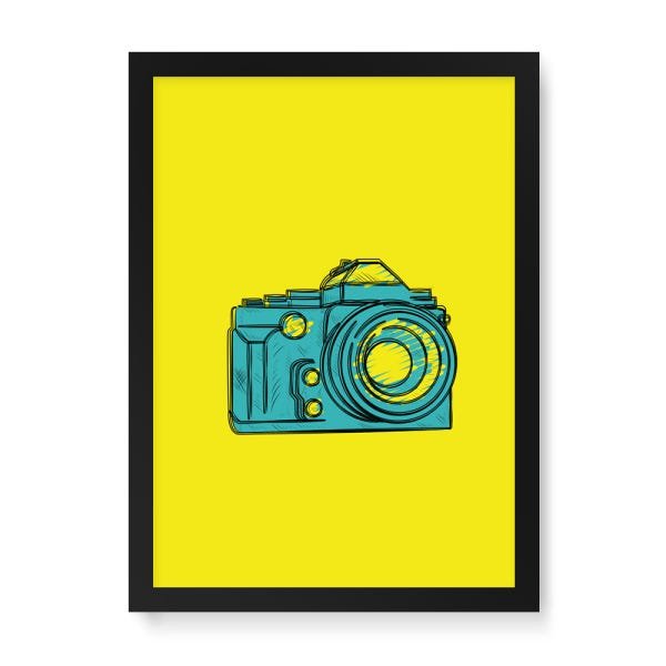 Quadro Decorativo Fotografia Amarelo - 23x16,25cm (Moldura em laca preta) - Arte Maníacos - 1