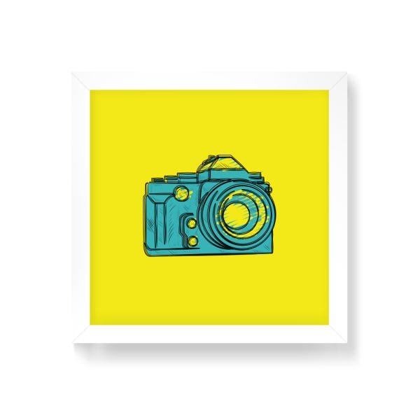 Quadro Decorativo Fotografia Amarelo - 50x50cm (Moldura em laca branca) - Arte Maníacos - 1