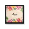 Quadro Decorativo em Madeira Floral Aceito - 30x30cm (Moldura caixa em laca preta) - Arte Maníacos - 1