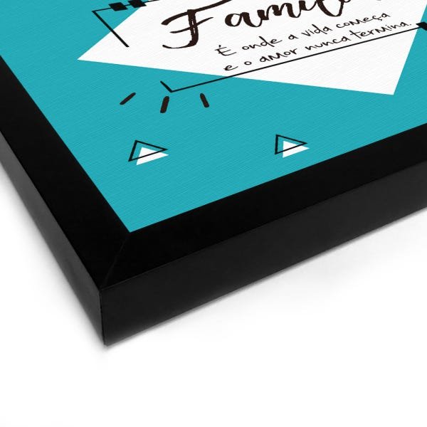 Quadro Decorativo Tela Canvas Família É Onda a Vida Começa - 46 x 32.5 cm (Moldura Caixa Laca Preta) - 2