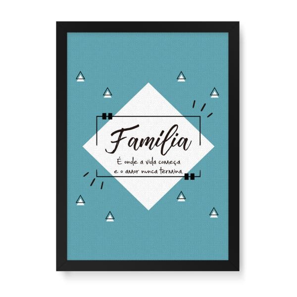 Quadro Decorativo Tela Canvas Família É Onda a Vida Começa - 46 x 32.5 cm (Moldura Caixa Laca Preta) - 1
