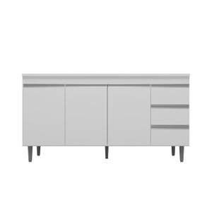 Armário Gabinete para Pia Andreia S/tampo 150cm 3 Portas 3 Gavetas Branco - Ajl Móveis Balcão Gabine