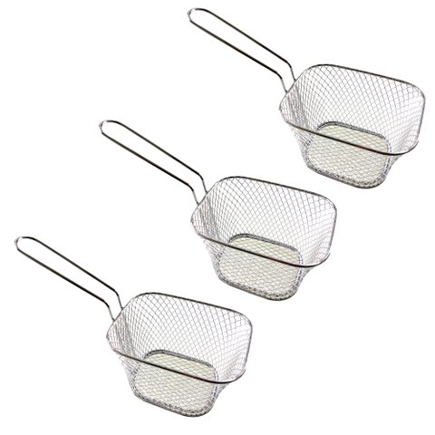 Kit 3 Cesta Para Servir Porções Frituras Salgados Petiscos Batata Hamburgueria Festa