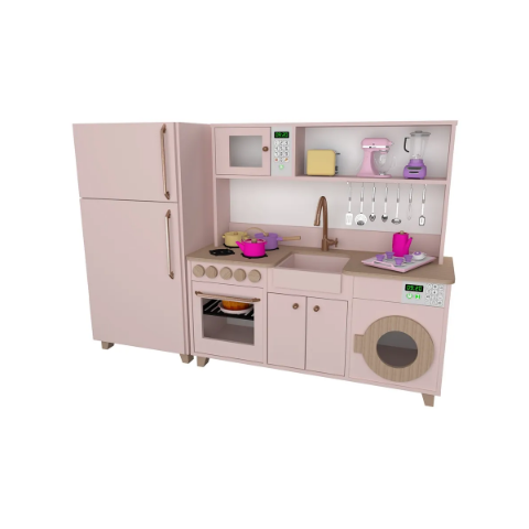 Mini Cozinha Infantil Rosa e Carvalho 100% Mdf