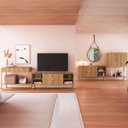 Ver imagem 2 de Conjunto Sala Estar Buffet Bar Aparador Rack Orgânico Hanover/dourado