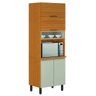 Armário de Cozinha Itatiaia Paneleiro com Nicho para Micro Ondas 4 Portas 2 Nichos Cinamomo/off Whit - 1