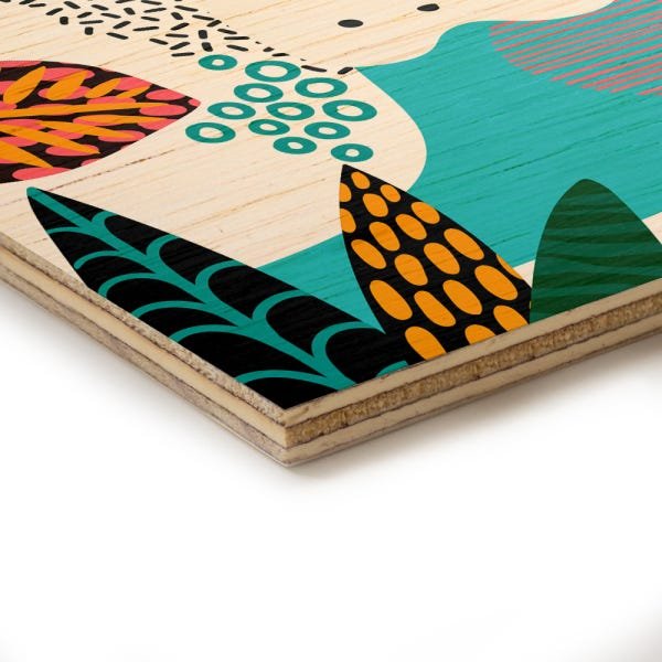 Quadro decorativo com moldura caixa branca em Madeira - Tropicalia Mar - 30x30cm - Arte Maníacos - 2