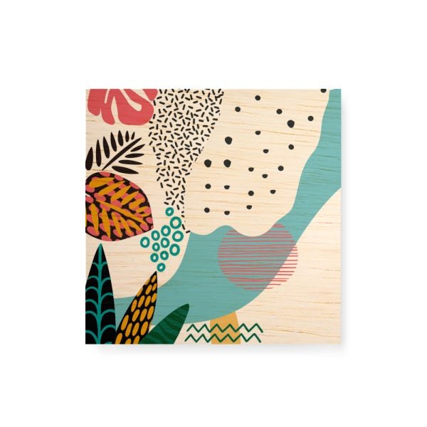 Quadro decorativo com moldura caixa branca em Madeira - Tropicalia Mar - 30x30cm - Arte Maníacos - 1