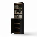 Ver imagem 2 de Armário Estante Multiuso Parma 2 Portas e Prateleiras 178cm - Organizador Moderno - Preto / Nature