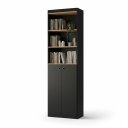 Ver imagem 3 de Armário Estante Multiuso Parma 2 Portas e Prateleiras 178cm - Organizador Moderno - Preto / Nature
