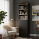 Ver imagem 1 de Armário Estante Multiuso Parma 2 Portas e Prateleiras 178cm - Organizador Moderno - Preto / Nature