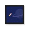 Quadro Decorativo Nave Planeta - 50x50cm (Moldura em laca preta) - Arte Maníacos - 1