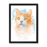 Quadro Decorativo Gato Aquarela - 23x16,25cm (Moldura em laca preta) - Arte Maníacos - 1