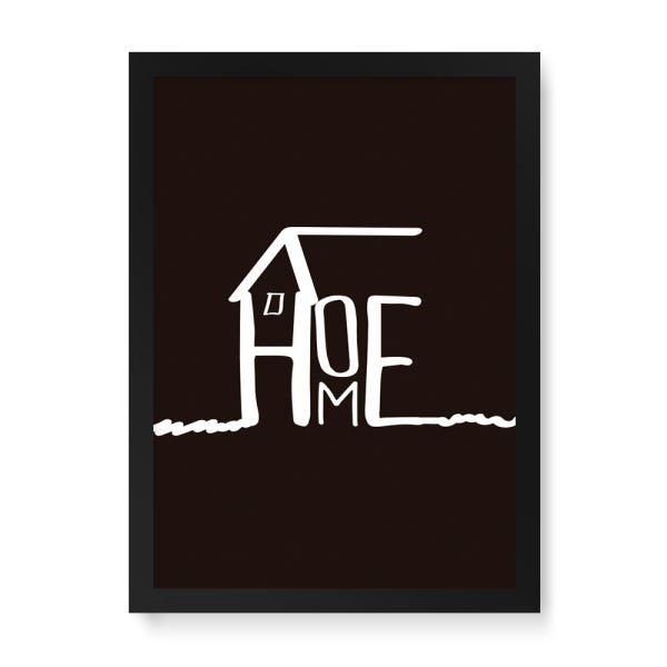 Quadro Decorativo Home Fundo Preto - 23x16,25cm (Moldura em laca preta) - Arte Maníacos - 1