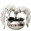 Ver imagem 1 de Arranjo de Mesa com 4 Flores Orquídeas Brancas Vaso Prata