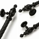 Ver imagem 3 de Puxador Duplo Veneza Preto Fosco 800mm Porta Pivotante Correr Passagem Madeira Vidro Colonial Clássi