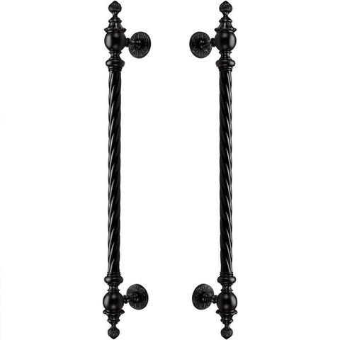 Puxador Duplo Veneza Preto Fosco 800mm Porta Pivotante Correr Passagem Madeira Vidro Colonial Clássi