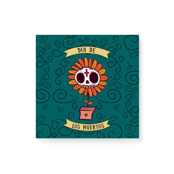 Quadro decorativo com moldura caixa branca em Tela Canvas - Dia de Los Muertos Flor - 30x30cm - Arte - 1