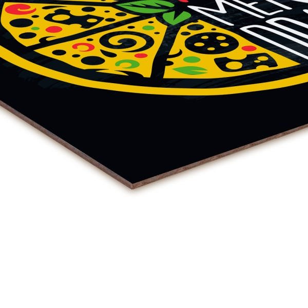 Quadro decorativo com moldura caixa branca em Placa - Mais Pizza Menos Drama - 30x30cm - Arte Maníac - 2