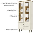 Ver imagem 3 de Cristaleira 2 Portas 2 Gavetas com Vidro e Prateleiras Internas - Liz - Off White / Nature