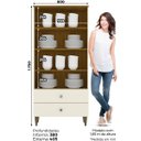 Ver imagem 2 de Cristaleira 2 Portas 2 Gavetas com Vidro e Prateleiras Internas - Liz - Off White / Nature