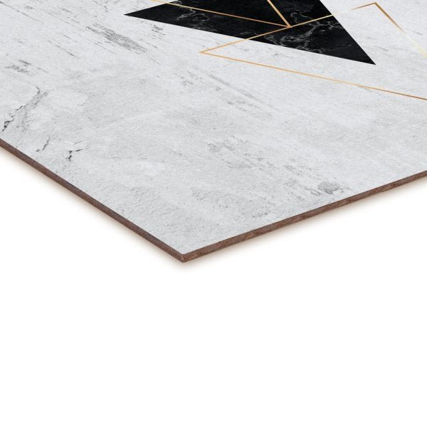 Quadro decorativo com moldura caixa branca em Placa - Triangulos Concreto 2 - 30x30cm - Arte Maníaco - 2