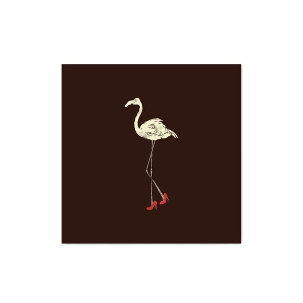 Quadro decorativo com moldura caixa branca em Placa - Flamingo Salto Alto - 30x30cm - Arte Maníacos - 1