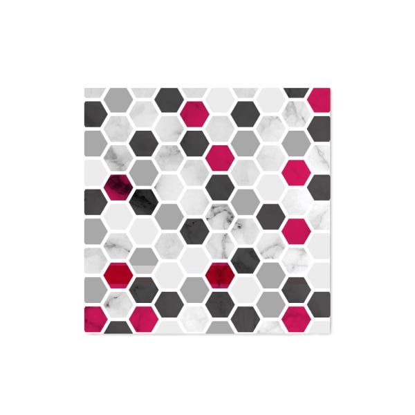 Quadro decorativo com moldura caixa branca em Placa - Favo Vermelho - 30x30cm - Arte Maníacos - 1