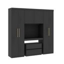 Ver imagem 3 de Guarda Roupa Solteiro 6 Portas 2 Gavetas Porto Preto com Cabeceira