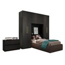 Ver imagem 2 de Guarda Roupa Solteiro 6 Portas 2 Gavetas Porto Preto com Cabeceira