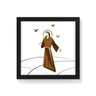 Quadro Decorativo São Francisco de Assis - 20x20cm (Moldura caixa em laca preta) - Arte Maníacos - 1