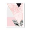 Quadro Decorativo Geométrico Triângulos Mármore Rosa - 23x16,25cm (Moldura em laca branca) - Arte Ma - 1