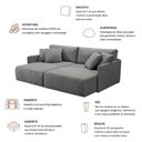Ver imagem 3 de Sofá Cama para Sala de Estar 3 Lugares 190cm Chicago Linho Cinza - Nexta Casa