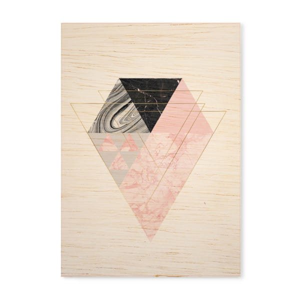 Quadro Decorativo em Madeira Geométrico Triângulos Diamante - 32,5x23cm - 1