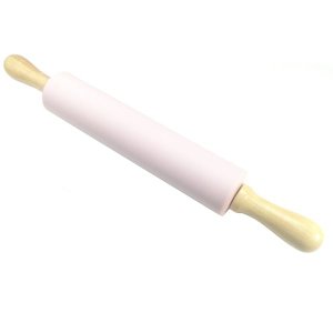 Rolo de Massa de Silicone Com Cabo de Madeira:Rosa