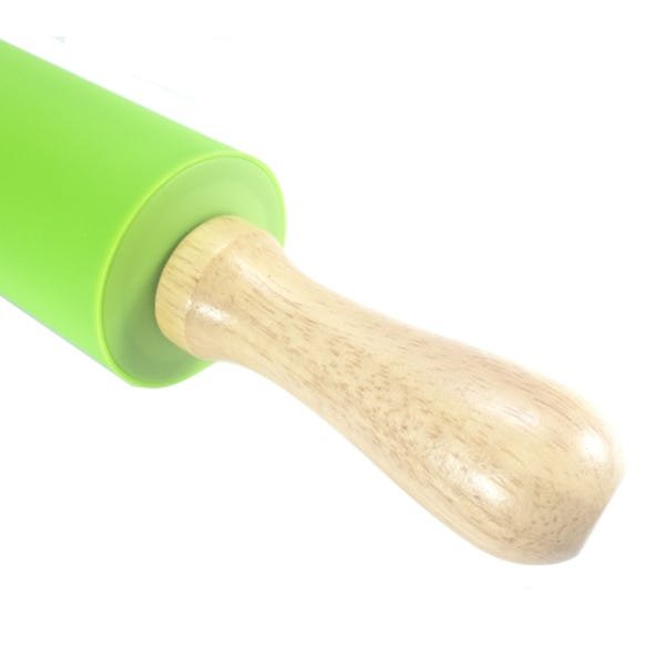 Rolo de Massa de Silicone Com Cabo de Madeira:Verde - 2