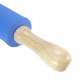 Rolo de Massa de Silicone Com Cabo de Madeira:Azul - 2