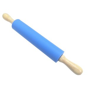 Rolo de Massa de Silicone Com Cabo de Madeira:Azul