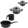 Conjunto Panelas 4 Peças Preto Cerâmica Indução Cooktop - 1