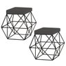 Kit 2 Puffs Decorativo Sala de Estar Base Preto Trixie Suede Cinza - Gran Belo - 1