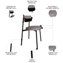 Ver imagem 3 de Cadeira de Jantar Estofada Kit 4 Ella M25 Linho Cinza Cl/preto - Mpozenato