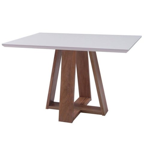 Mesa de Jantar Shell 160x90cm com Tampo de Vidro Off White - Gran Belo