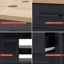 Gabinete Armário Banheiro Ditália Bn-04 Preto - 5