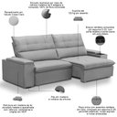 Ver imagem 4 de Sofá Retrátil Reclinável para Sala 3 Lugares 250cm Niels F04 Veludo Cinza Claro - Lyam Decor
