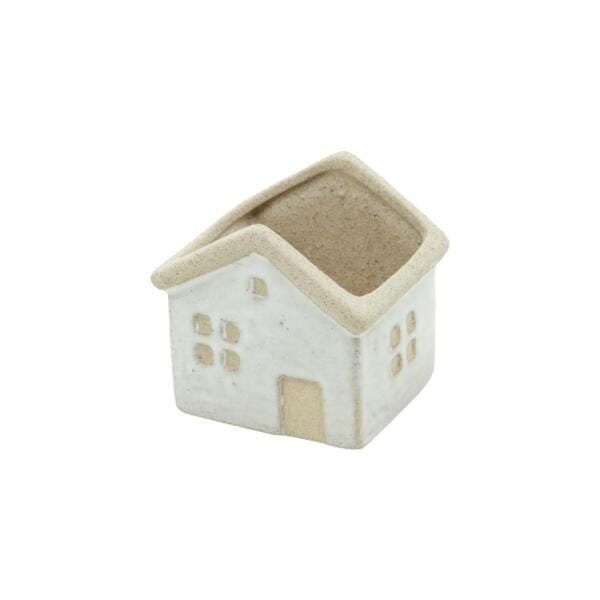 MINI CACHEPOT PORCELANA OPEN CEILING HOUSE BRANCO/BEGE 7X8X6 - 2
