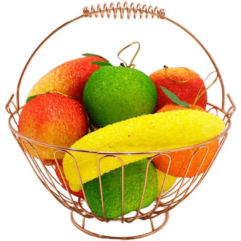 Kit Fruteira Redonda com Frutas Artificial 12pçs em Isopor